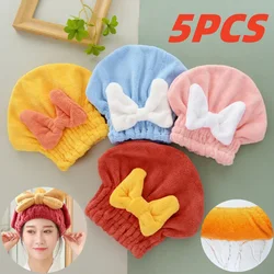 5PCS Dry Hair Cap Wet Hair Quick Dry New Cute Bow Towel Shampoo Cap Shower Cap Ladies Dry Hair Towel Bathroom Shower Accessories