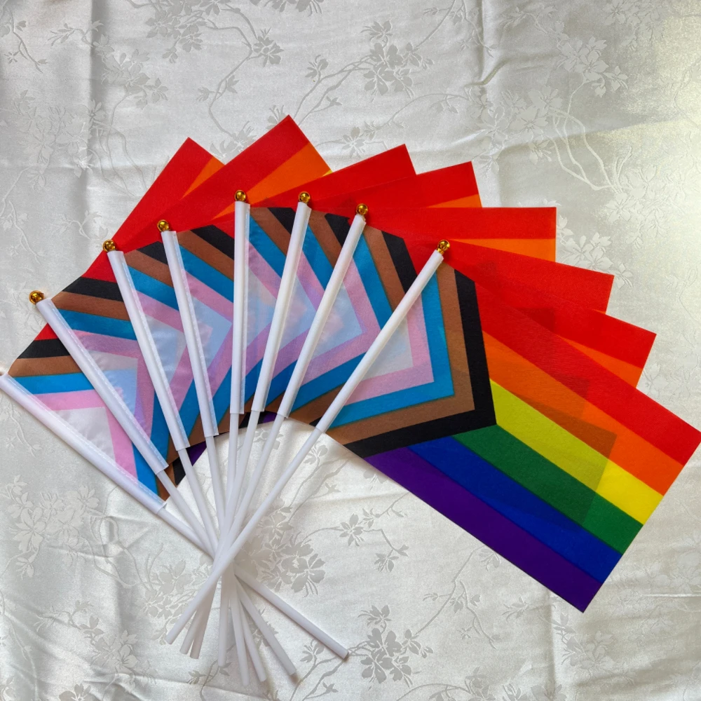 Rainbow  Flag14x21cm Rainbow  Flag LGBT Flags Progress Pride Month Hand Waving Gay Holiday Flags Decoration Outdoor