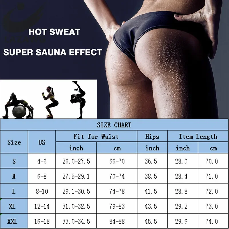 LAZAWG Sauna Weight Loss Sweat Pants Neoprene Slimming Workout Capri High Waist Trainer Leggings Hot Fat Burning Workout Fitness