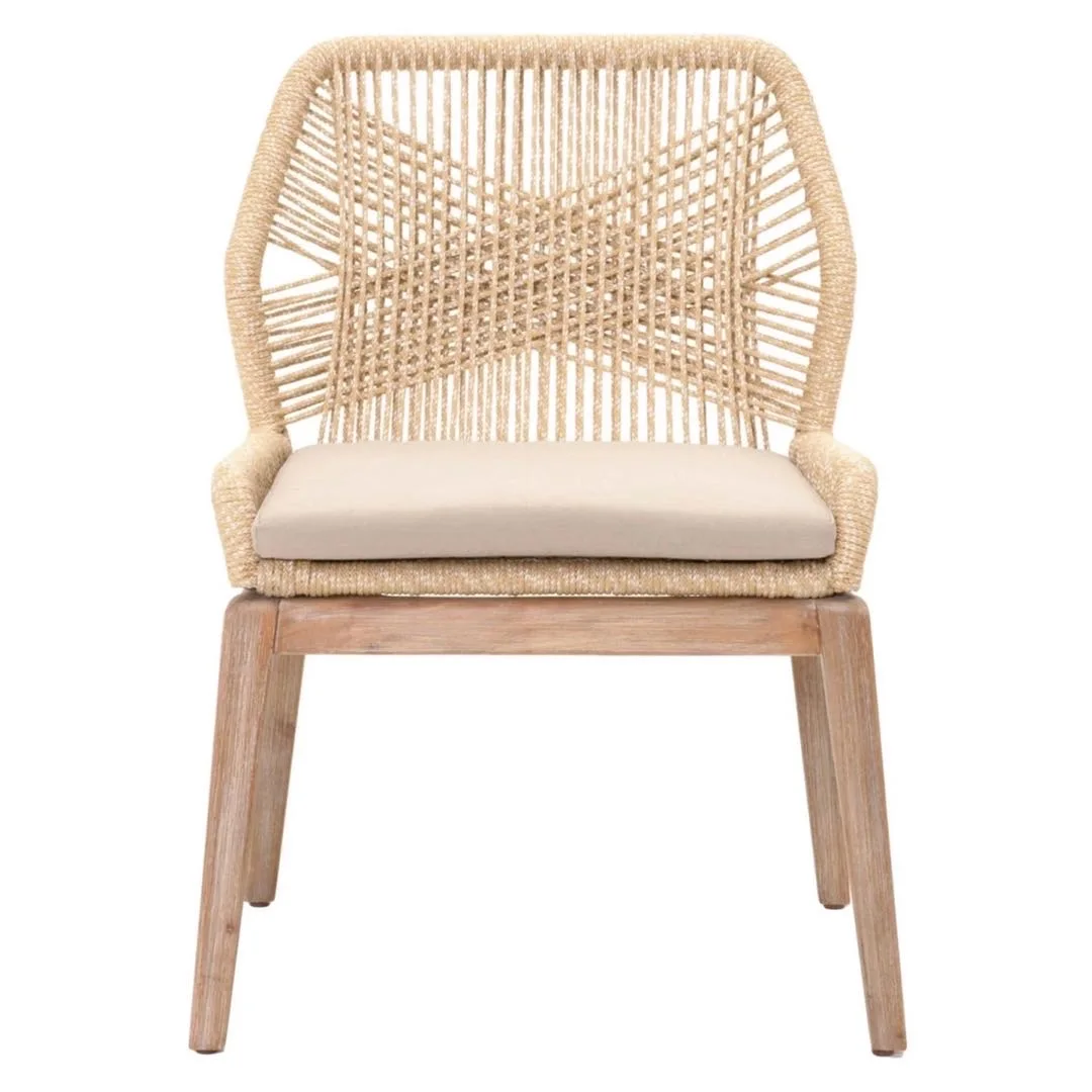 

Wholesale Patio Furniture Outdoor Rattan Woven Rope Dining Chair Wood Garden Weave Rope Chair