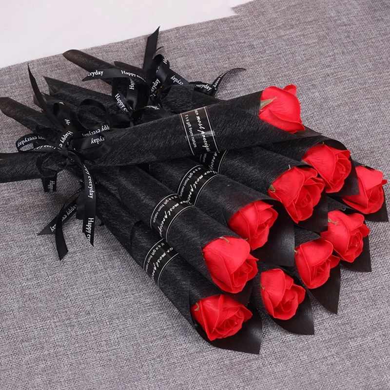 Flores de jabón de 30 rosas, favores de boda románticos, flor para el día de la madre de San Valentín, Rojo