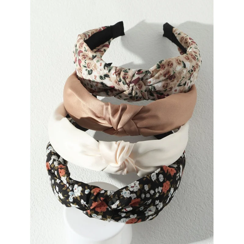

4pcs Women's Fashion Floral Print Headbands, Bohemian Style, Suitable For Daily, Festivals, Parties Head Accessories