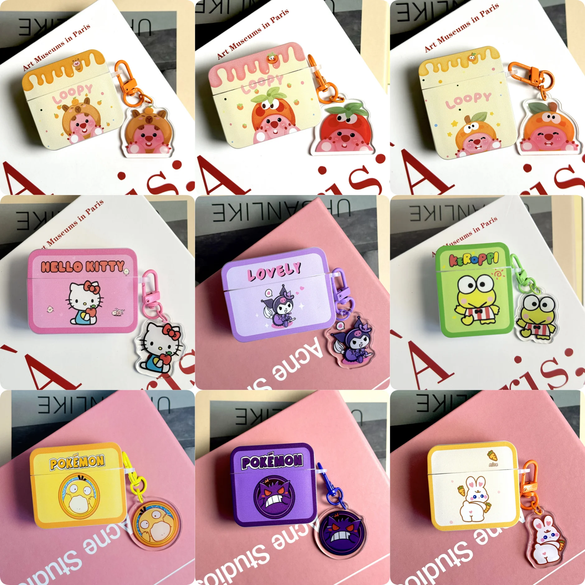 

Sanrio Kuromi Hello Kitty Square Headphone Case for AirPods 1 2 3 4 Pro Pro 2 Pokémon Gengar Psyduck With Pendant Protect Cover