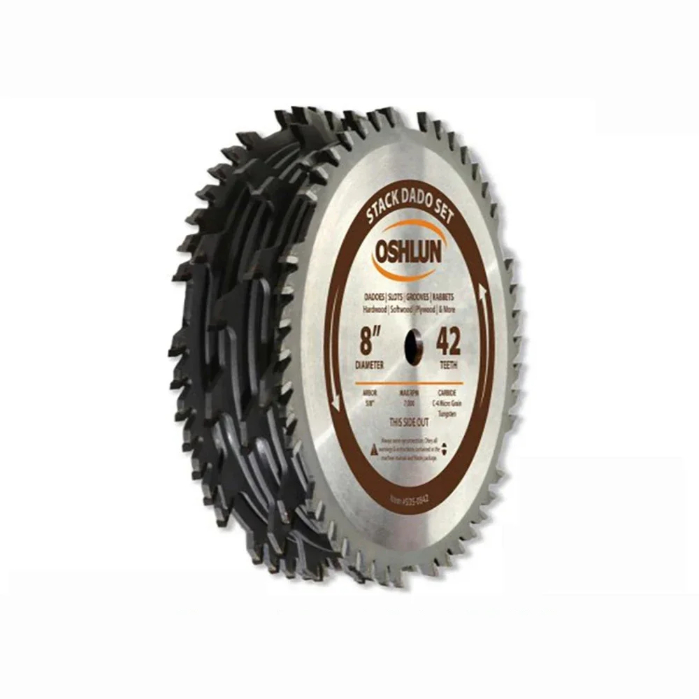 8-inch DADO Saw Blade Woodworking Slotted 15.88MM Aperture Alloy 2 Large Outer with 6 Small Inner