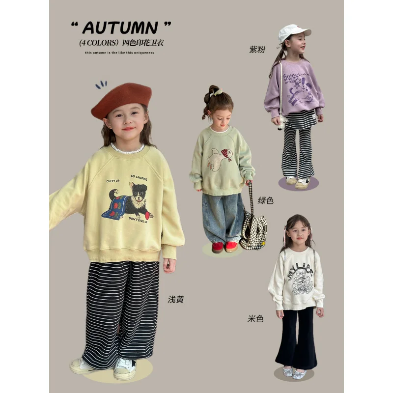 

2024Children's Autumn Clothing Boys and Girls Loose Pullover Thickened Composite Cartoon Sweater Tide