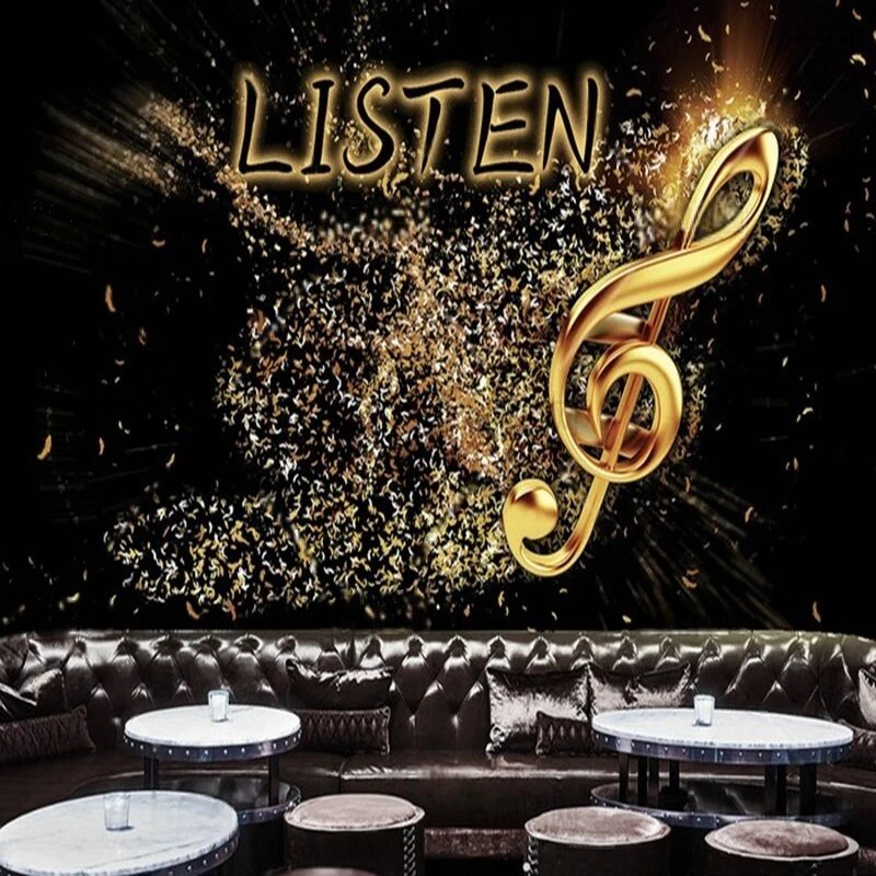 Notes dance songs and trendy melodies Customized background wall for luxurious bedroom home decoration