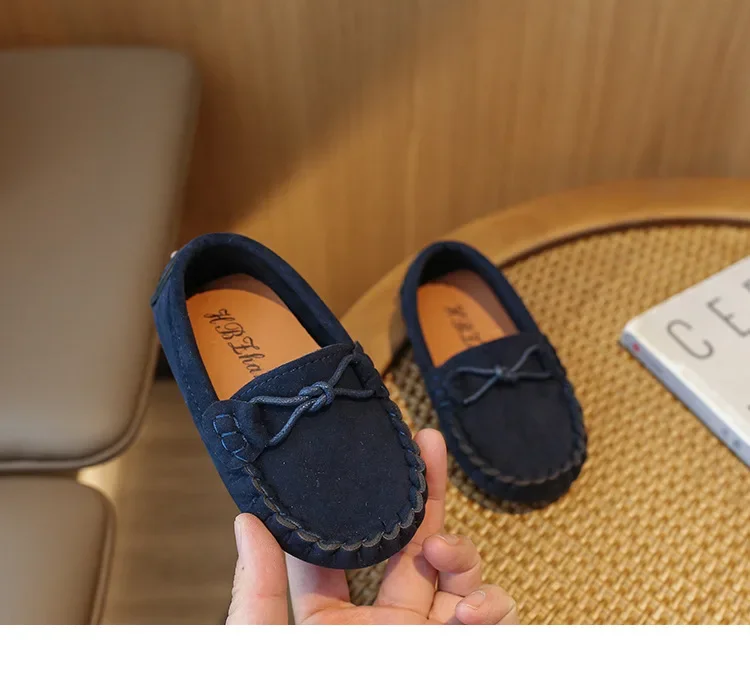 Mokassins für Jungen und Mädchen, weiche, atmungsaktive Slip-On-Schuhe für Kinder, modische, lässige Slipper, flache Schuhe mit Knoten, klassischer britischer Stil, neu – Detail 6