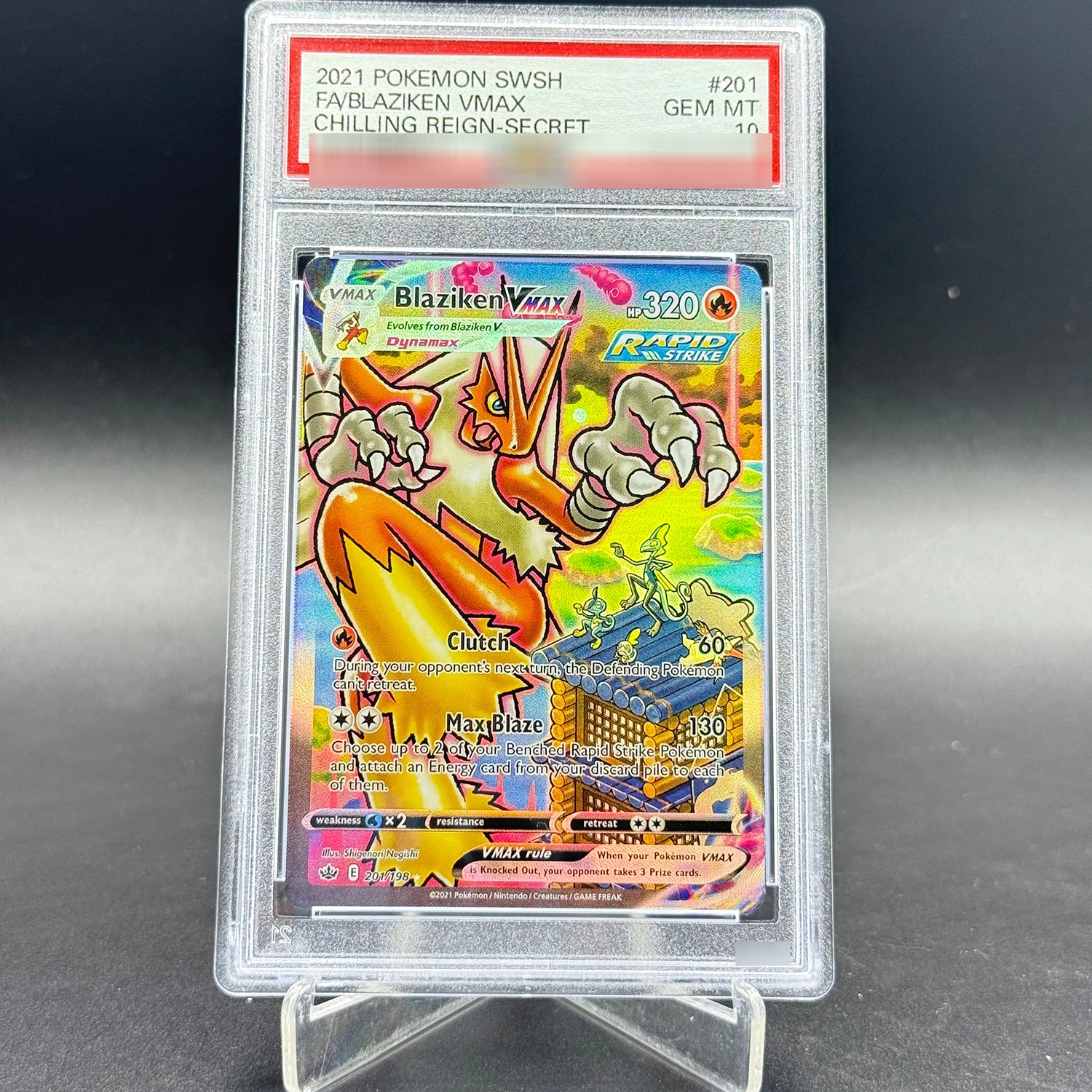 DIY Pokemon Blaziken VMAX 201/198 Alt Art Chilling Reign GEM MINT 10 Card High Quality Anime Game Gathering Board Cards