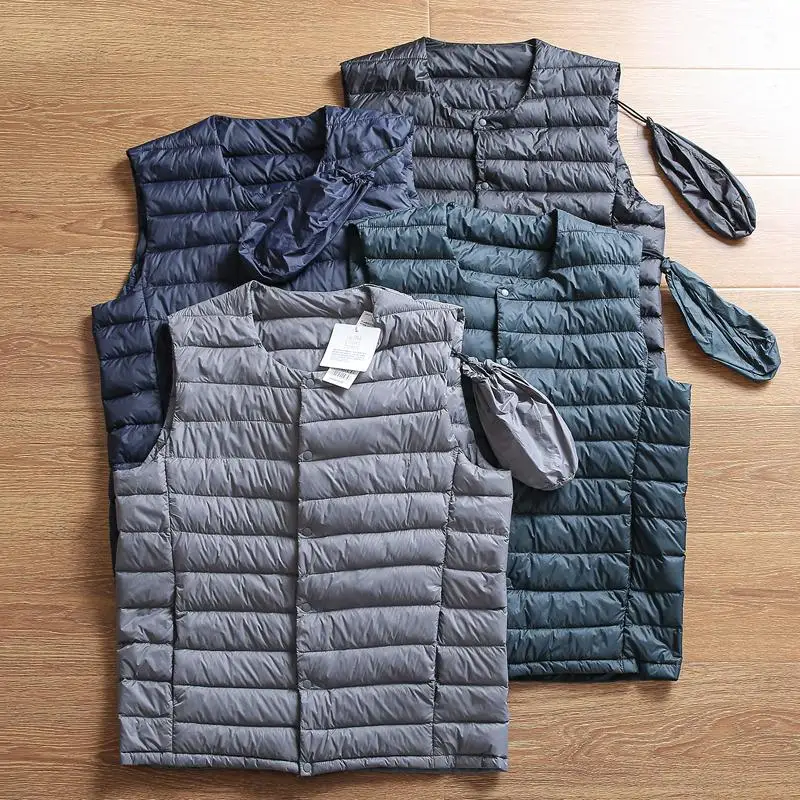 

Легкий повседневный белый пуховый жилет для мужчин, портативный, модный, тонкий, теплый, на осень-зиму