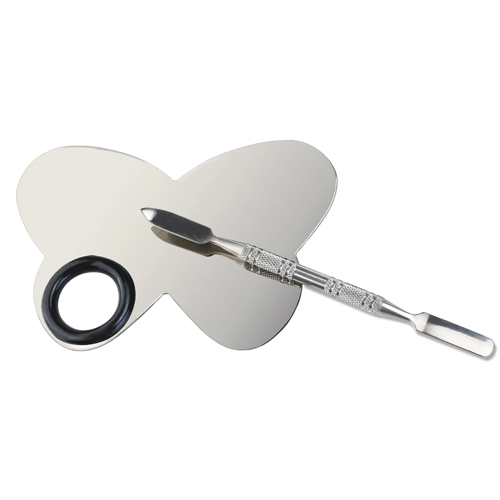 

2pcs Stainless Steel Nail Art Spatula Makeup Palette Tool Blending Pigments Cosmetics Foundation Concealers Butterfly