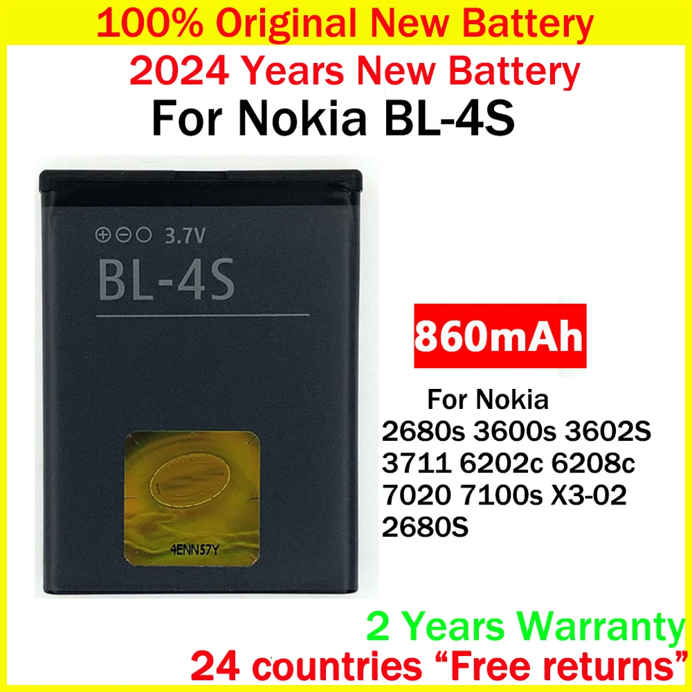 New Original Battery BL4S BL-4S For Nokia 2680s 3600s 3602S 3711 6202c 6208c 7020 7100s X3-02 Batteries