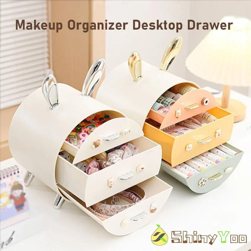 

Makeup Organizer Desktop Drawer Gilrs' Hair Clips Storage Box Headstring Jewelry Cosmetics Storage Holder Space Saving Drawer