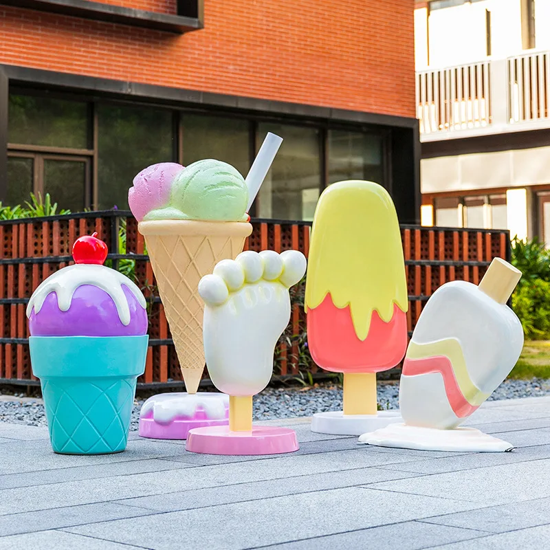 Large simulation dessert ice cream ice cream floor ornament model fiberglass sculpture shopping mall milk tea shop decoration