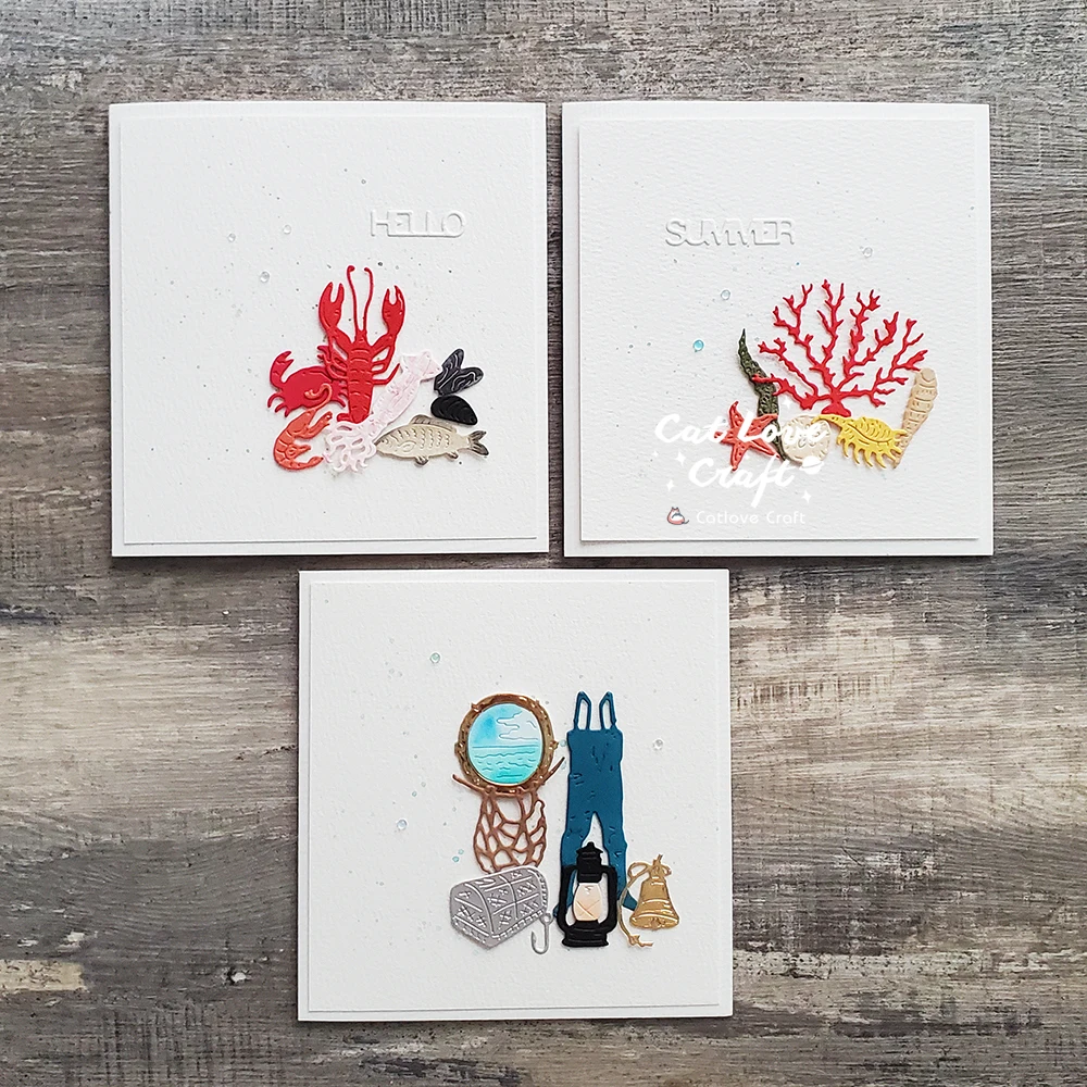 Catlove Catching shellfish and seafood Metal Cutting Dies Scrapbooking Stencil Die Cuts Card Making DIY Craft Embossing New Dies