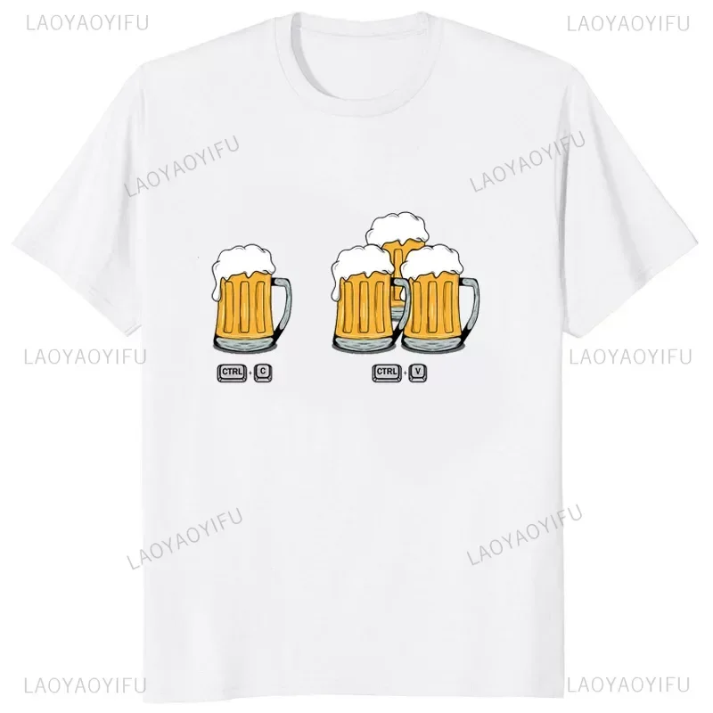 Beer Print Fusion Wheat Fighting Tshirt Men Women Oktoberfest Cartoon Graphic Breathable Vintage Cotton Streetwear Short-sleev