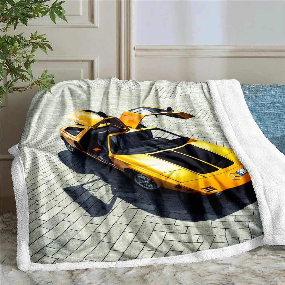 

Sports Car 3D Printing Plush Fleece Blanket Adult Fashion Quilts Home Office Washable Duvet Casual Kids Girls Sherpa Blanket