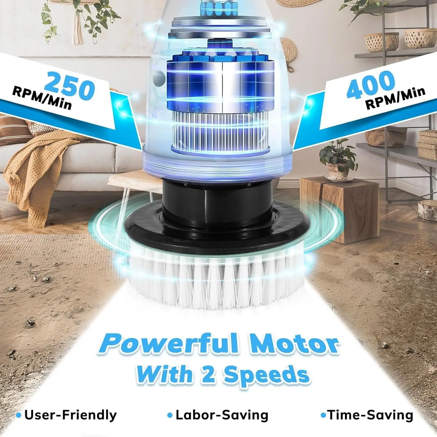 Electric Spin Scrubber, Cordless Waterproof Cleaning Brush with 9 Replaceable Heads, 1.5H Battery, Dual Speed, 2024 New for Bath