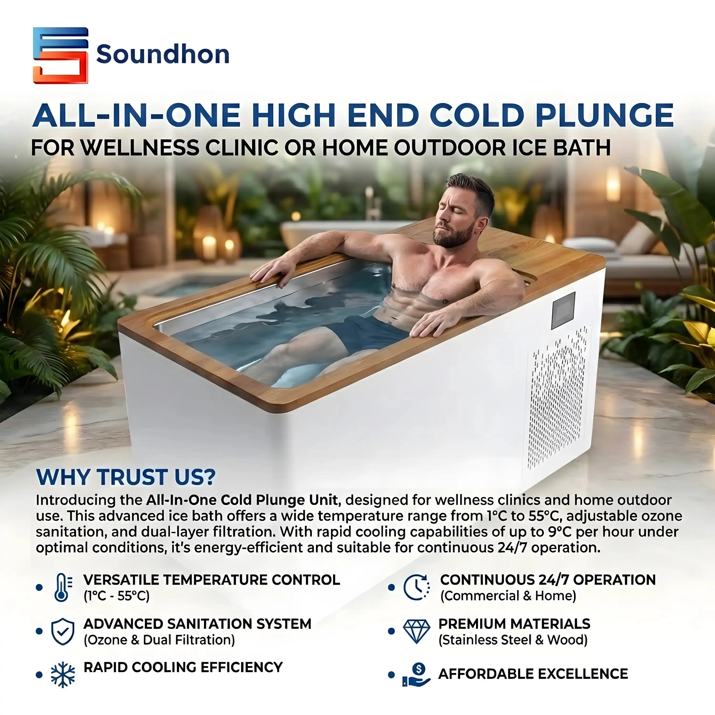 White Cold Plunge  Outdoor Cold Plunge Tub With Chiller Inside Best Cold Plunge