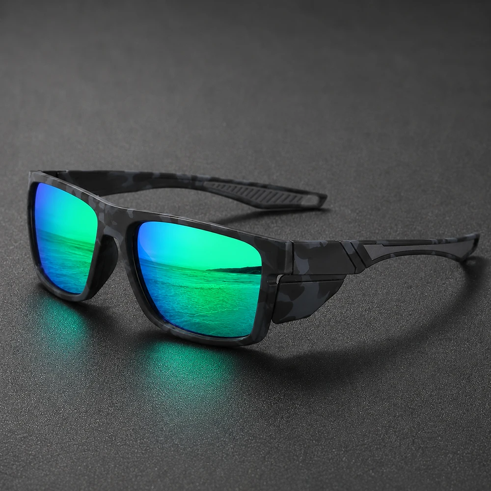 Tarnfarben Polarisierte Sportsonnenbrille für Männer UV400 Blendschutz Spiegelglas für Autofahren, Angeln, Radfahren, Outdoor, Winddichte Sonnenbrille – Detail 8