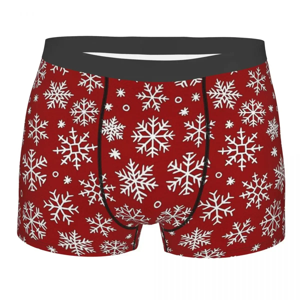 

Happy Merry Christmas Red Snowflake Print Underpants Breathbale Panties Male Underwear Print Shorts Boxer Briefs