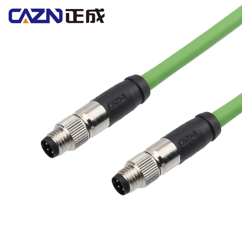 Industrial Ethernet M8 Connector 4 pin A code Metal Male to RJ45 Metal Male Female Waterproof Line Connector