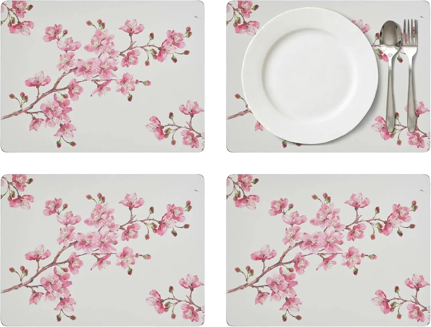 Pink Blossom Placemats Set of 4, Heat Resistant 15.7