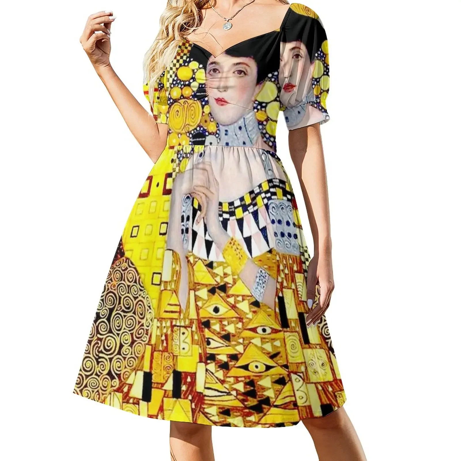 

klimt : Vintage 1906 Adele Bloch Bauer Lady in Gold Portrait Print Short-Sleeved Dress dresses for woman 2025 birthday dress