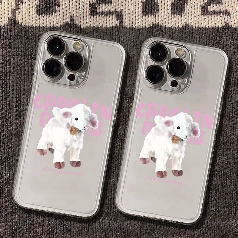 Sweet Cool Wind Pink Ear Lamb Phone Case for Samsung Galaxy S25 Ultra S24 FE S23 S22 Plus A16 A15 A14 A54 A55 A34 A32 A35 Cover