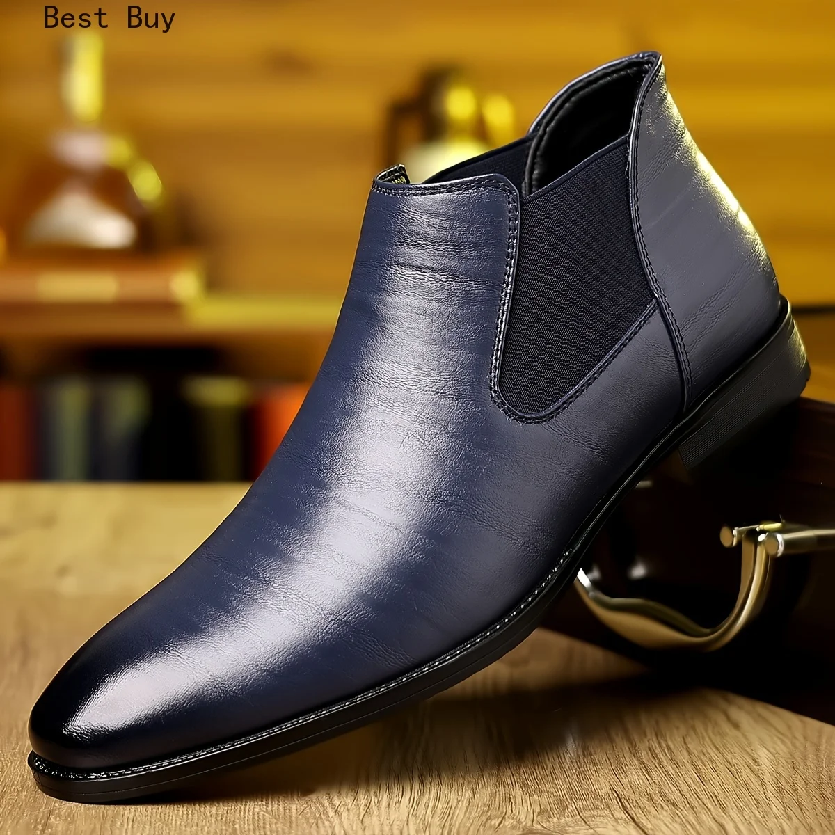 Plus Size 48 Men's Trendy Pointed-toe Chelsea Boots, Waterproof Anti-skid High-top Slip-on Boots For Outdoor, Spring And Autumn