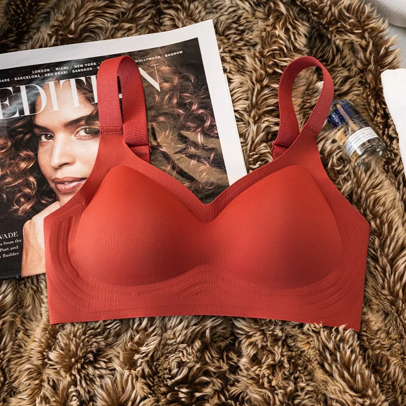 Push-Up-BHs für Damen, Übergröße, nahtloser BH, ohne Bügel, breite, verstellbare Träger, Unterwäsche, sexy Dessous, Komfort-Unterwäsche, M-3XL
