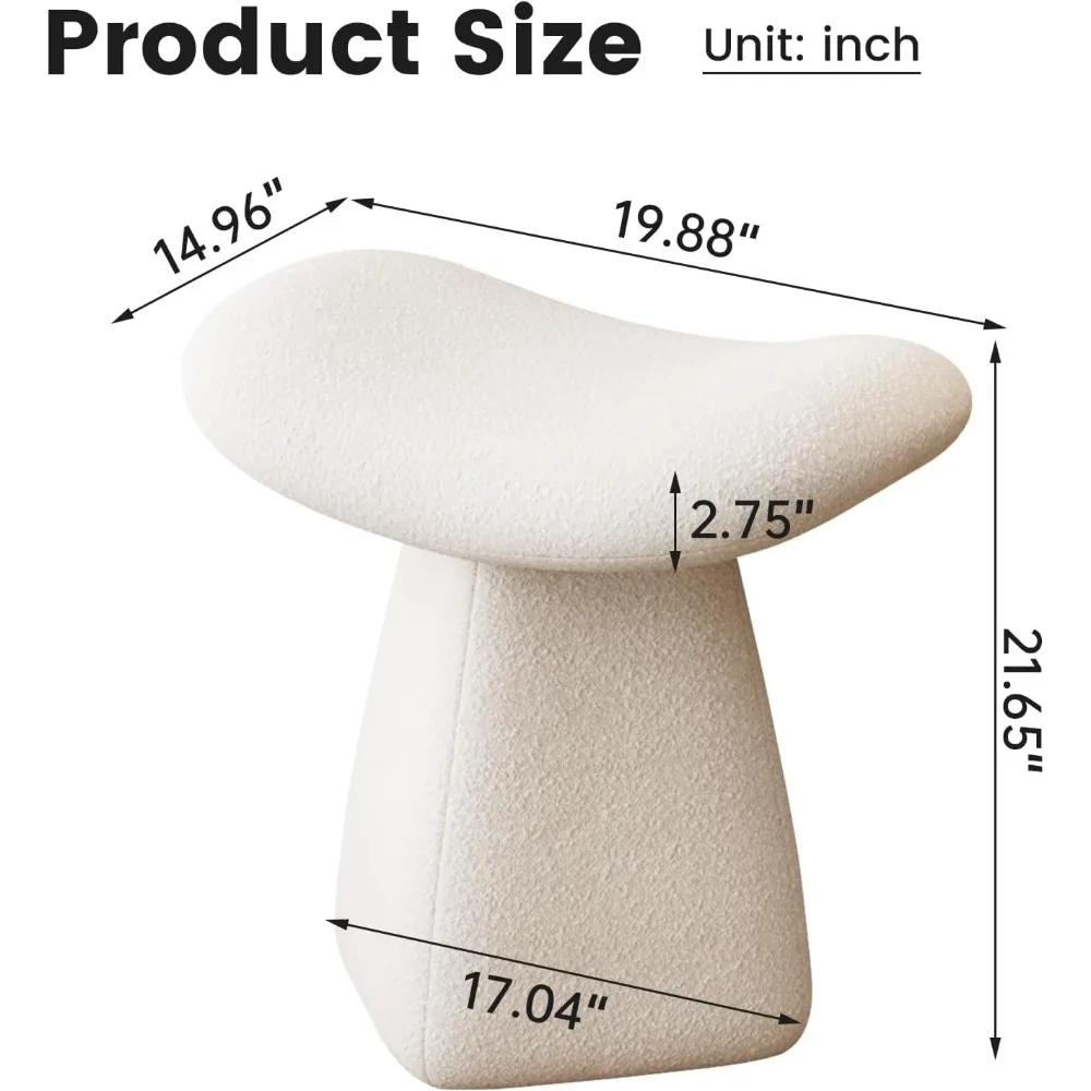 

"Modern Vanity Stool - White Saddle Cushion w/ Soft Padding for Makeup & Living Room"​