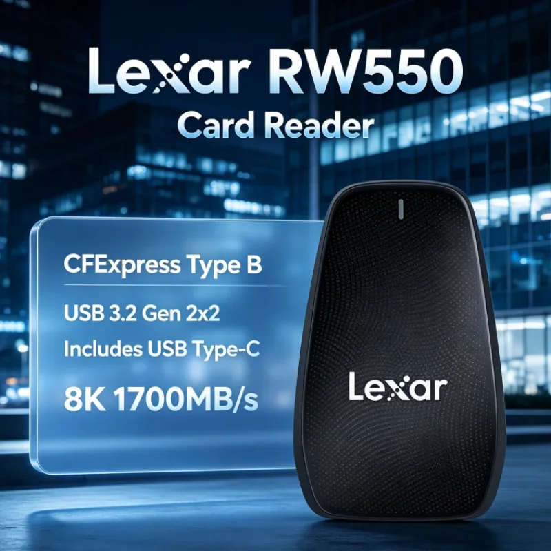 Lexar RW550 8K 20Gbps USB 3.2 Gen 2x2 CFexpress Type B Reader USB Type-C Card Reader for Video Transfer
