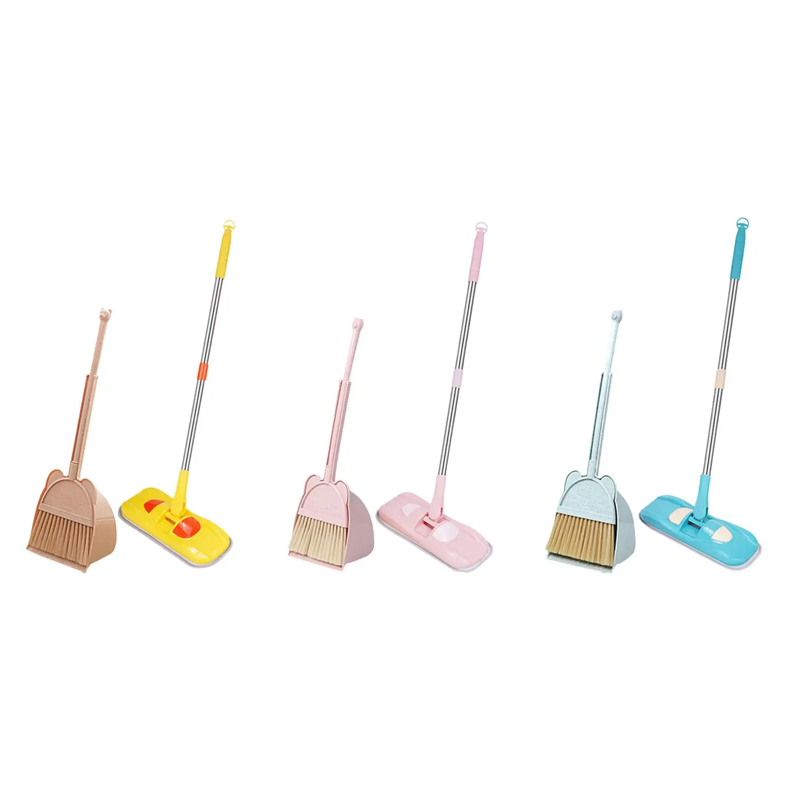 Pretend Play Educational Early Learning Cartoon Holiday Gifts Mini Broom and Dustpan Mop Set for Kids Age 3-6 Girls Boys