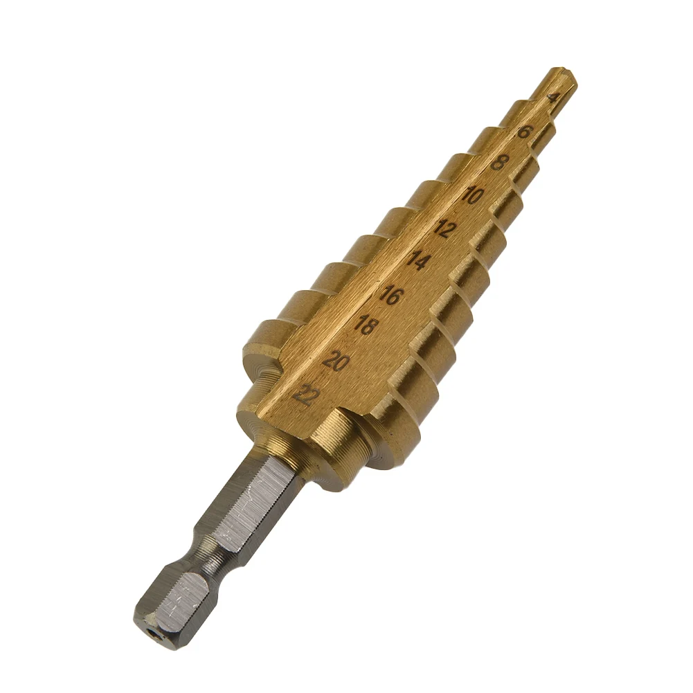 Hex Step drill bit High Steel Hole Metal Supply Titanium Coated Woodworking 1pc 4-22mm Equipment Accessories Hex
