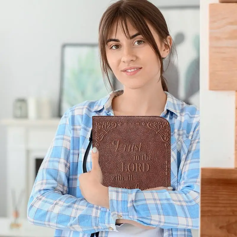 Custodie per la bibbia per donna borsa da trasporto in pelle PU per libro custodia portatile per libri borsa da chiesa con manico per lo studio della bibbia della chiesa