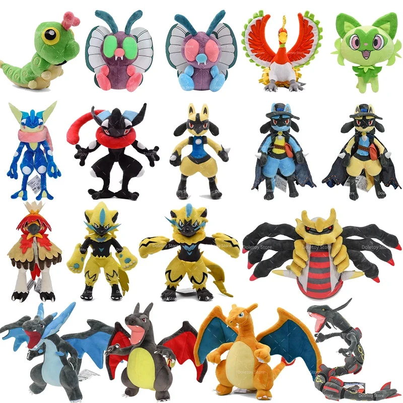 Pelúcia Pokémon Quente: Kyogre Brilhante, Mega Lucario, Zeraora, Charizard, Butterfree, Dragonair, Ho-Oh - Brinquedo de Pelúcia de Anime para Crianças, Presente de Natal