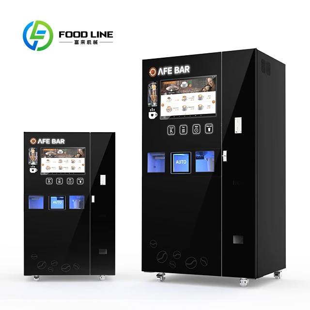 New Upgraded Tempered Glass Panel Fully Automatic Multifunction Coffee Vending Machine With Ice Cubes