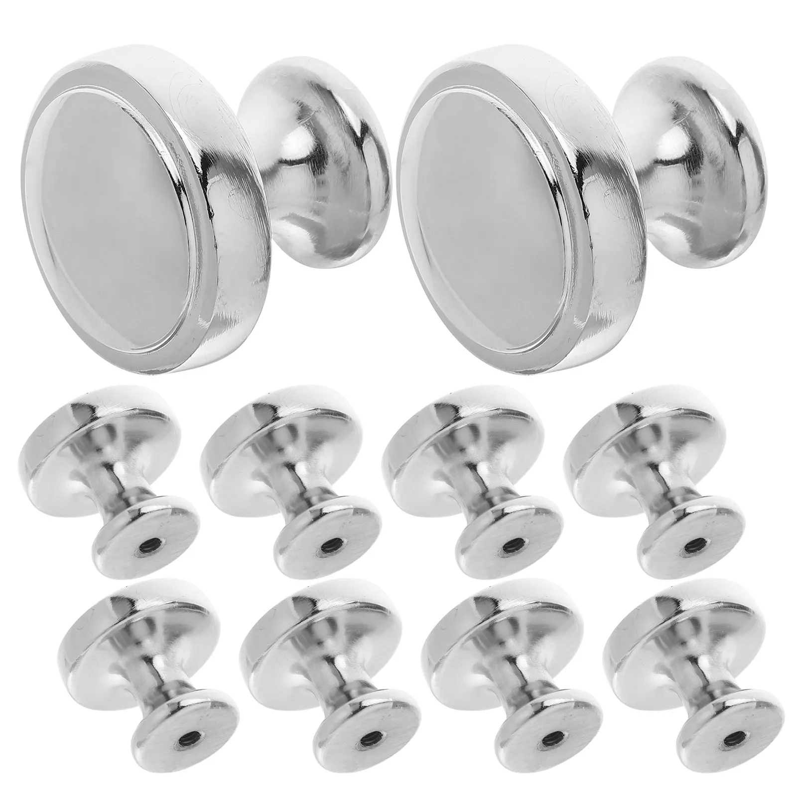 10Pcs Round Aluminum Alloy Cabinet Handles Single Hole Silver Pulls for Kitchen Wardrobe Cupboard Dresser Round Handles