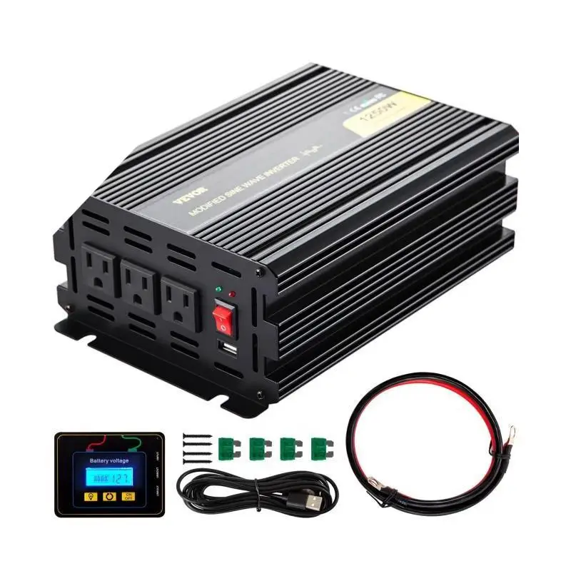 Modified Sine Wave Power Inverter 1250/2500/5000/6000 W DC 12/24/36/48 V to AC 120V Car Converter for RV Camping Emergency