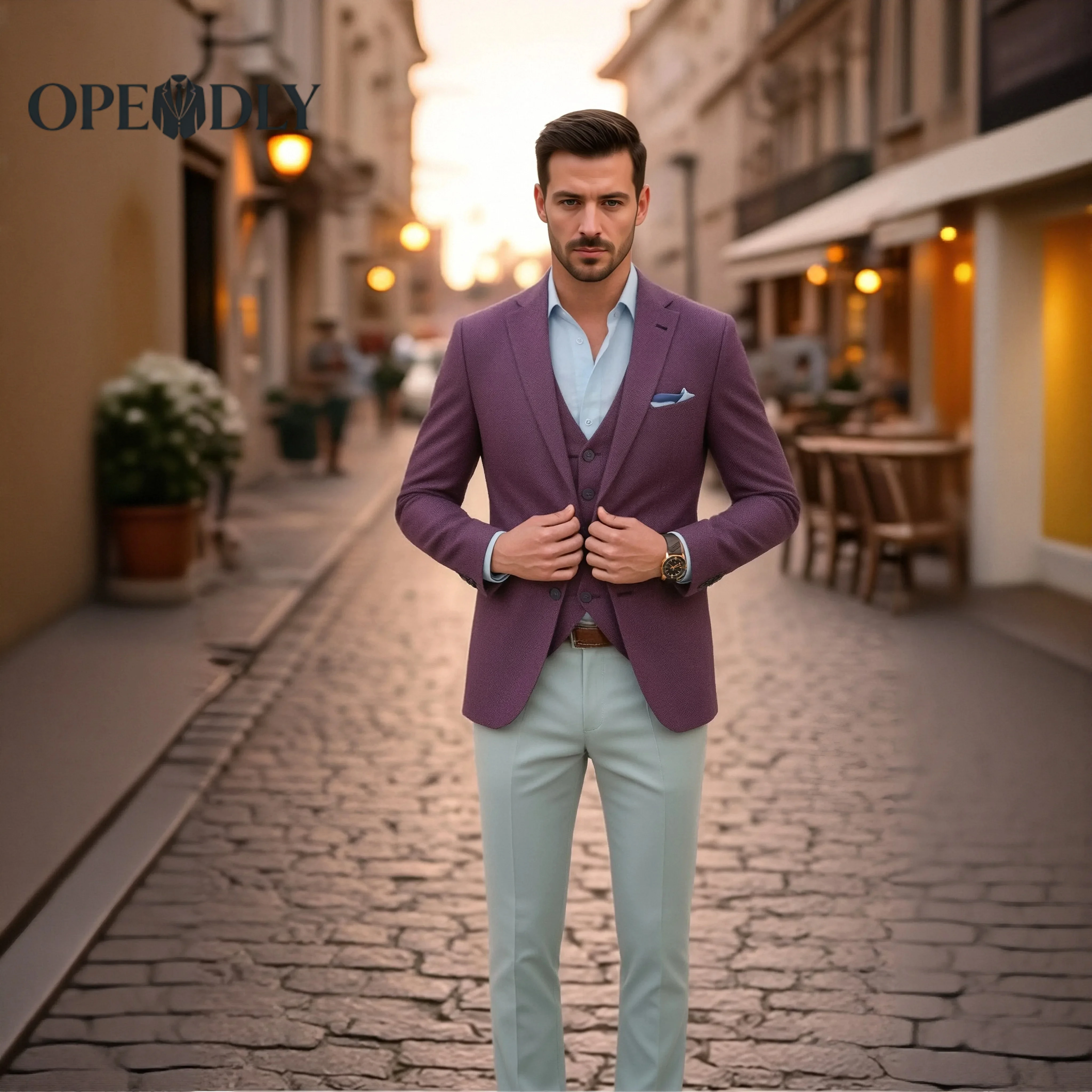 

Tailored Groom Wedding Suit 3 Piece Set Slim Fit Tuxedo Blazer Vest Dress Pants for Men Formal Groomsmen Attire