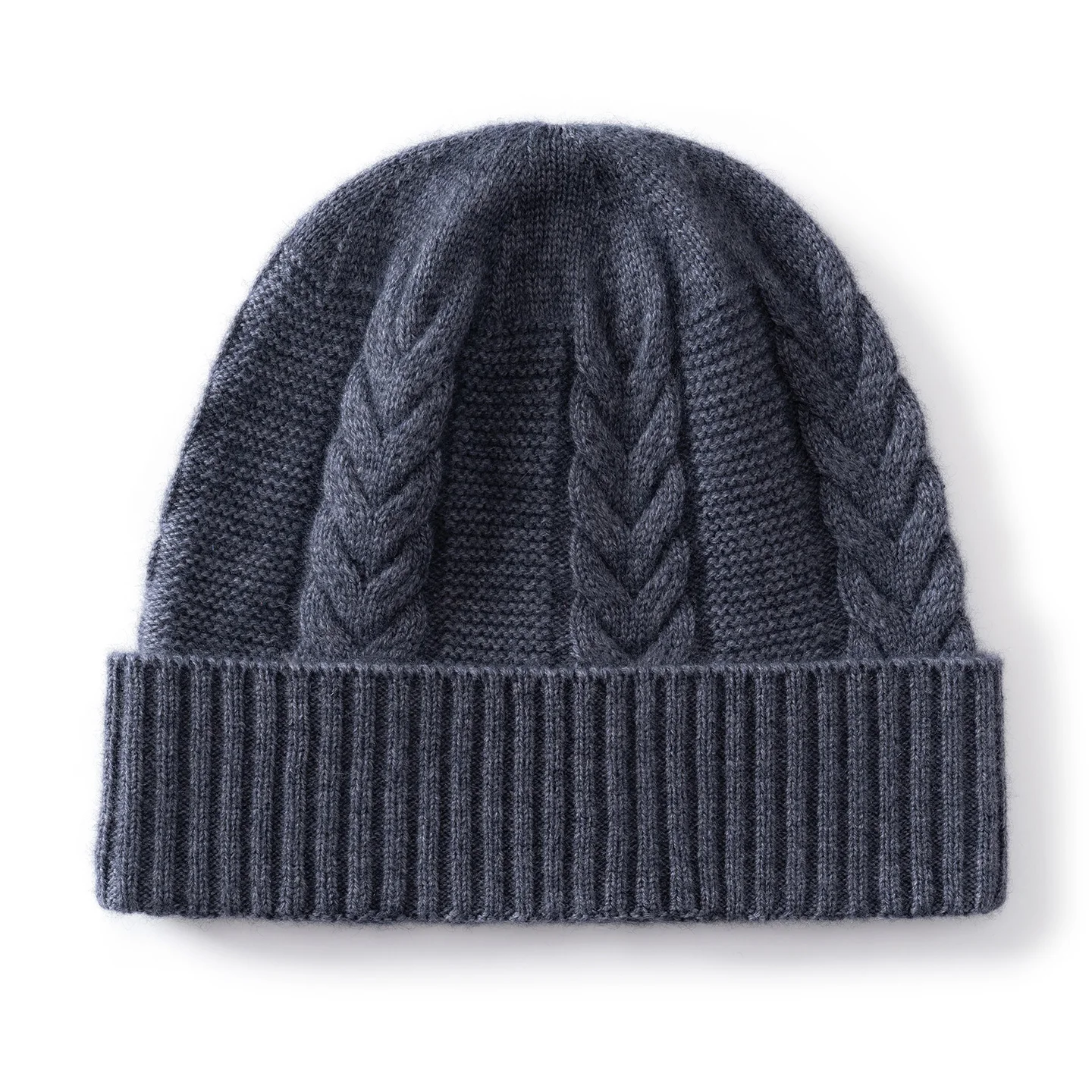 KOIJINSKY 35% Cashmere Blend Beanie Hat Women Cable Knit Ribbed Cuff Beige Warm Winter Knit Cap