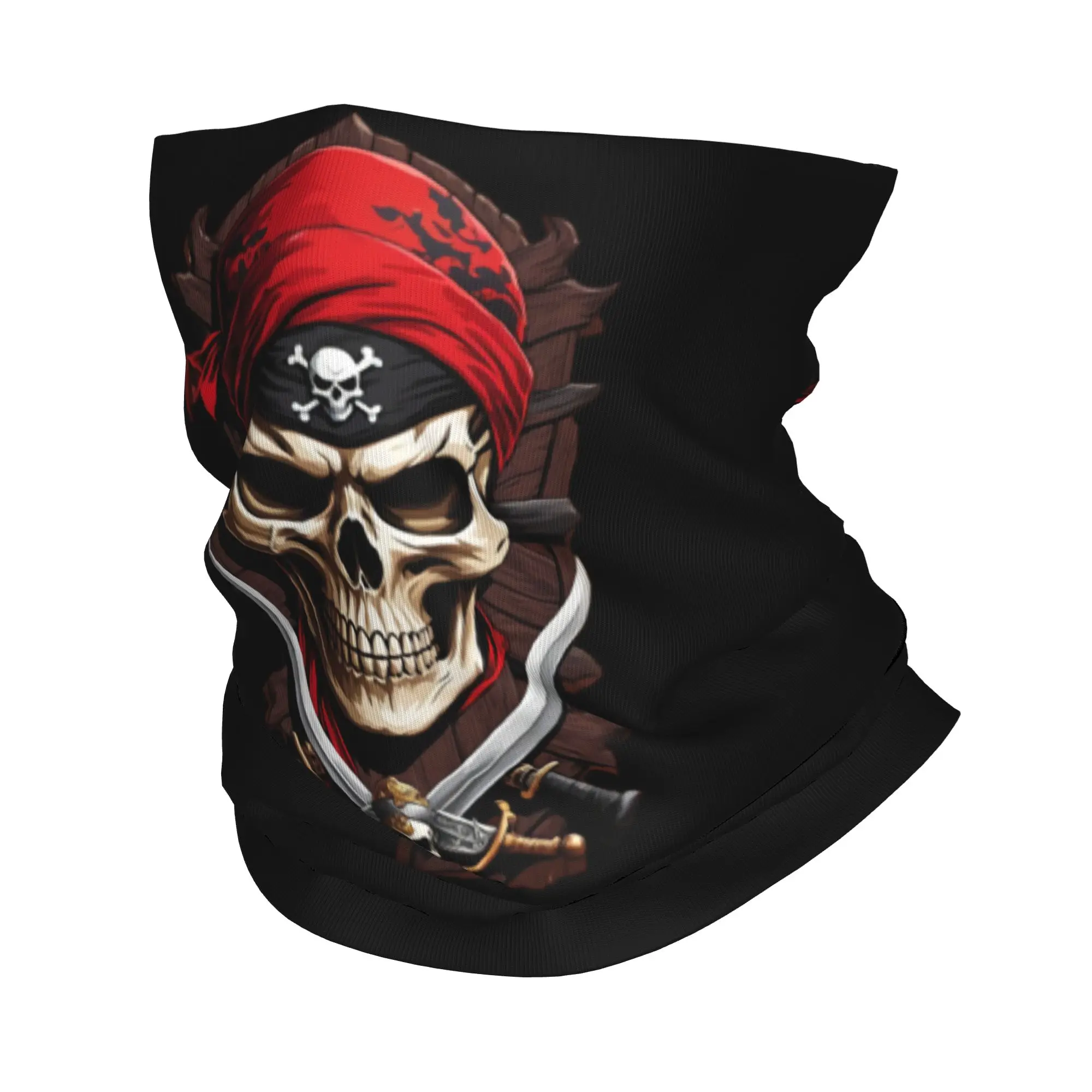 Pirate Skull With Red Bandana Bandana Neck Gaiter for Hiking Camping Men Women Wrap Scarf  Balaclava Warmer Face Scarf Cover