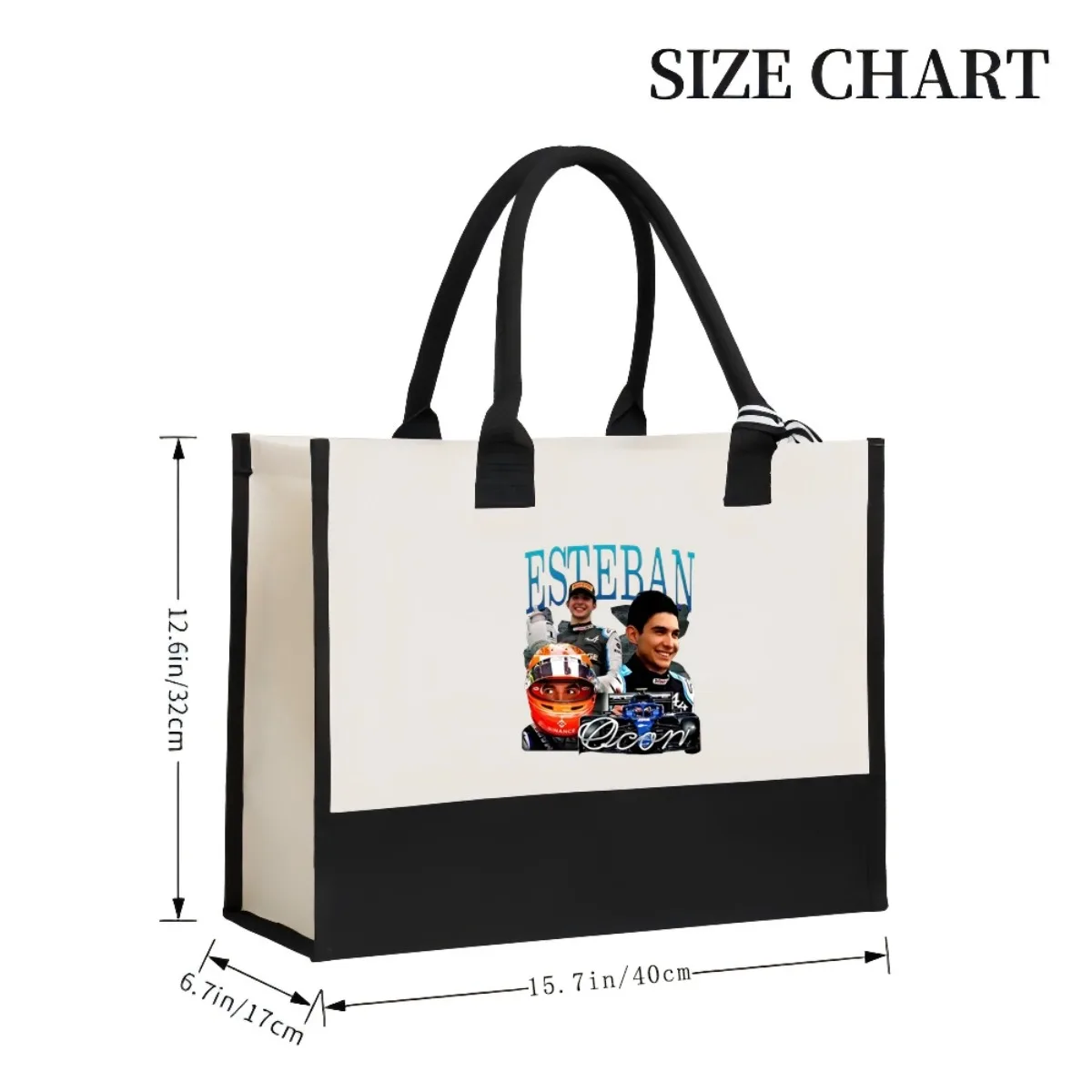 Esteban Ocon 2026 وصول جديد موضة عملية واسعة حقيبة حمل قابلة لإعادة الاستخدام نمط طباعة 2 لهجة الثقيلة حقيبة كتف كبيرة fo