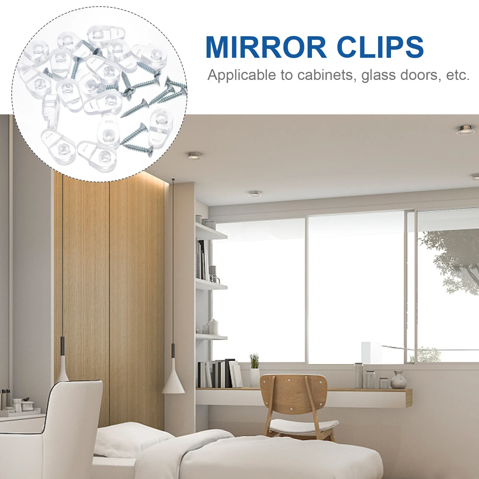 

20pcs Glass Door Clips For Mirror Panel Fixing Durable Mounting Hardware Clamp Bracket Fastener Holder For Wood Acrylic Glass