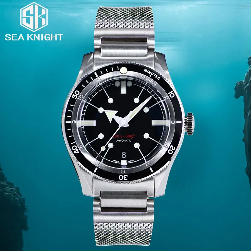 SEA KNIGHT Automatic Mechanical Men Wristwatch 20ATM Waterproof Watches 316L Steel Sapphire Crystal C3 Super Luminous Dive Watch