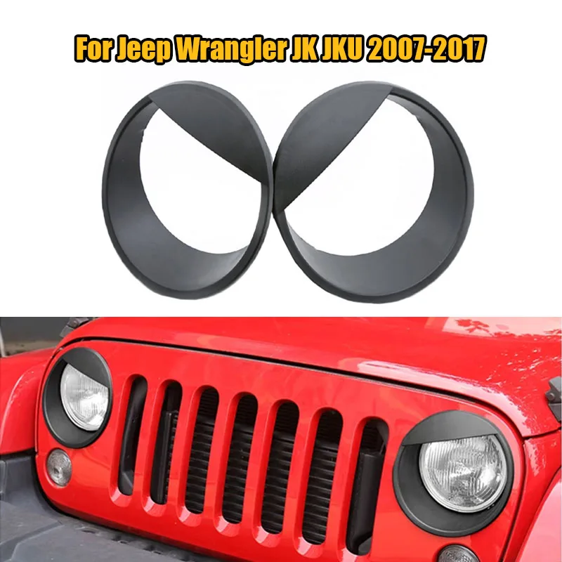 

1 Pair 7 Inches Lamp Hoods Car Replacement Front Light Headlight Angry Bird Style Trim Cover For Jeep Wrangler JK JKU 2007-2017