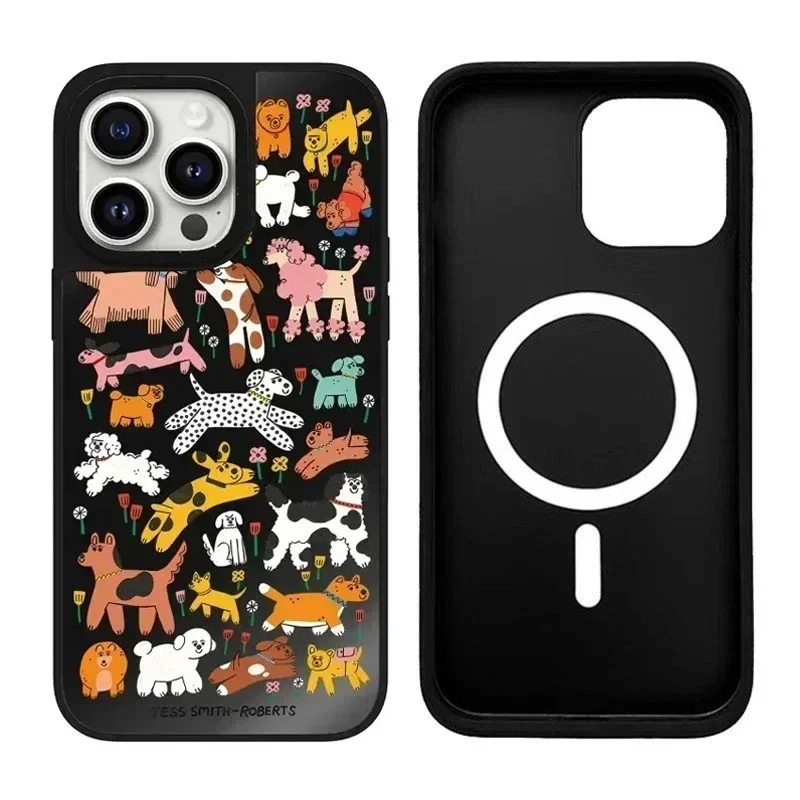 

Cartoon Animals Giraffe iPhone 11 12 13 14 15 Pro Max Mirror Surface MagSafe Case Cover Shell