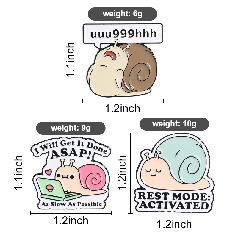 Cartoon Snail Enamel Pins Custom ASAP! As Slow As Possible Badge Funny Rest Mode Lapel Brooches Jewelry Gift For Friends
