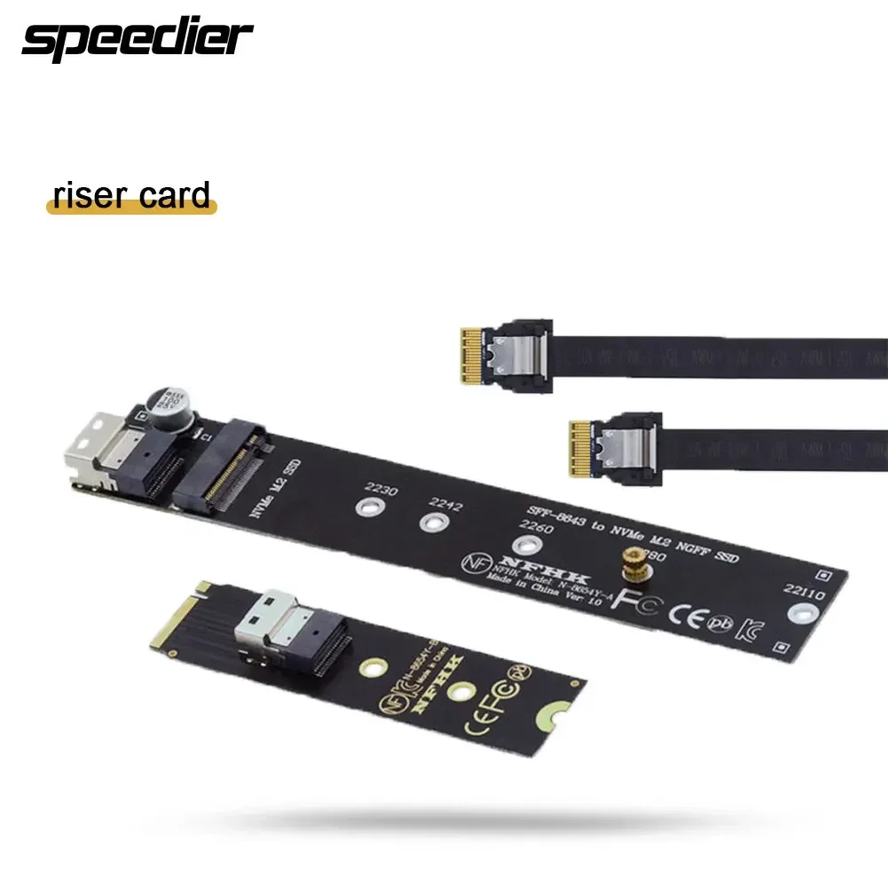 Kabel Ekstensi Pria Ke Wanita NVME NGFF M-key 40Cm dengan Konektor SFF-8654 untuk Mainboard SSD 2280/22110
