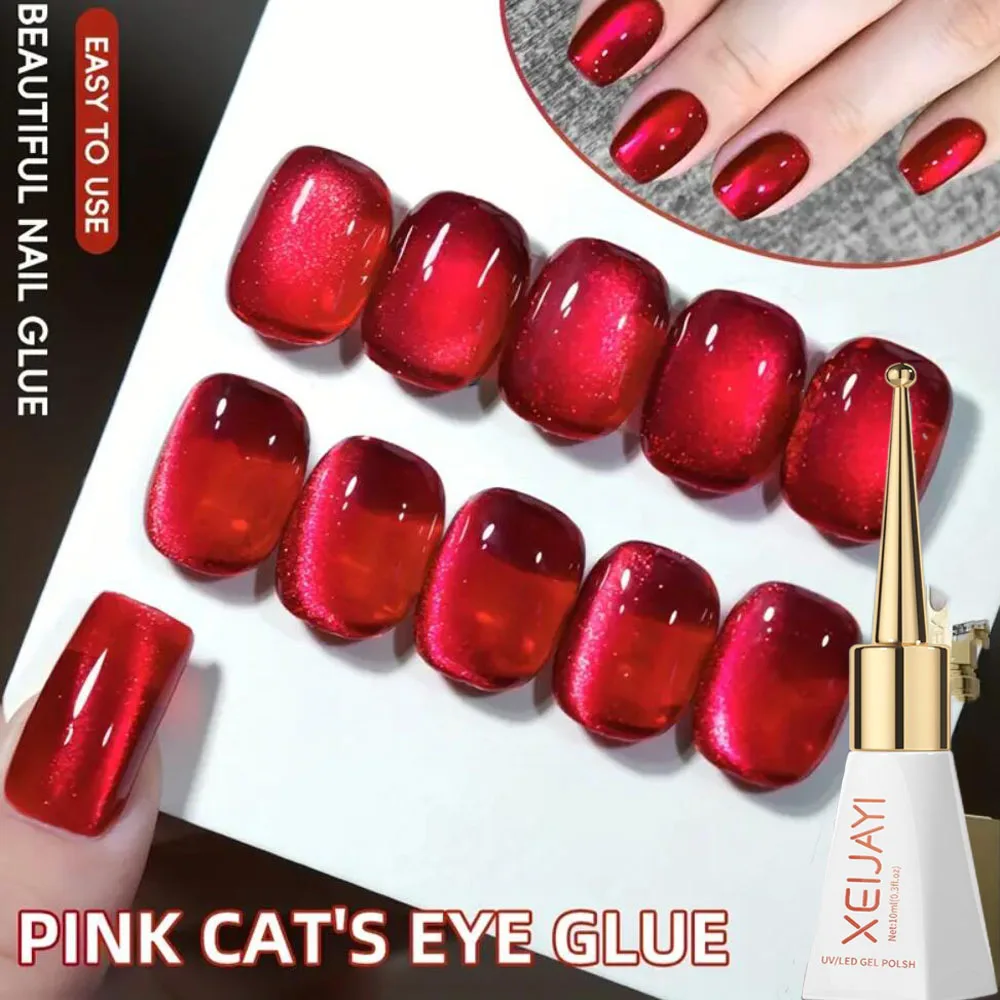 10ml Chili Red Cat Eye Gel Smalto per unghie Super Shiny Arcobaleno Perle di vetro Gatto Magnetico Gel per unghie Traslucido Soak Off Gel per Manicu